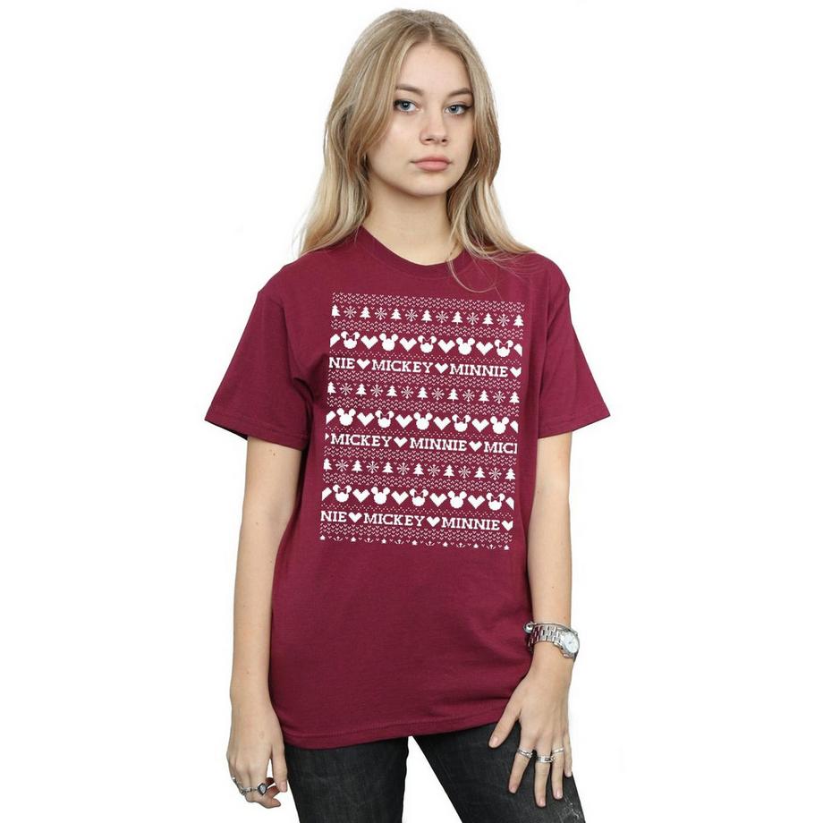 Disney Mickey Minnie T-Shirt Motivo Natalizio  