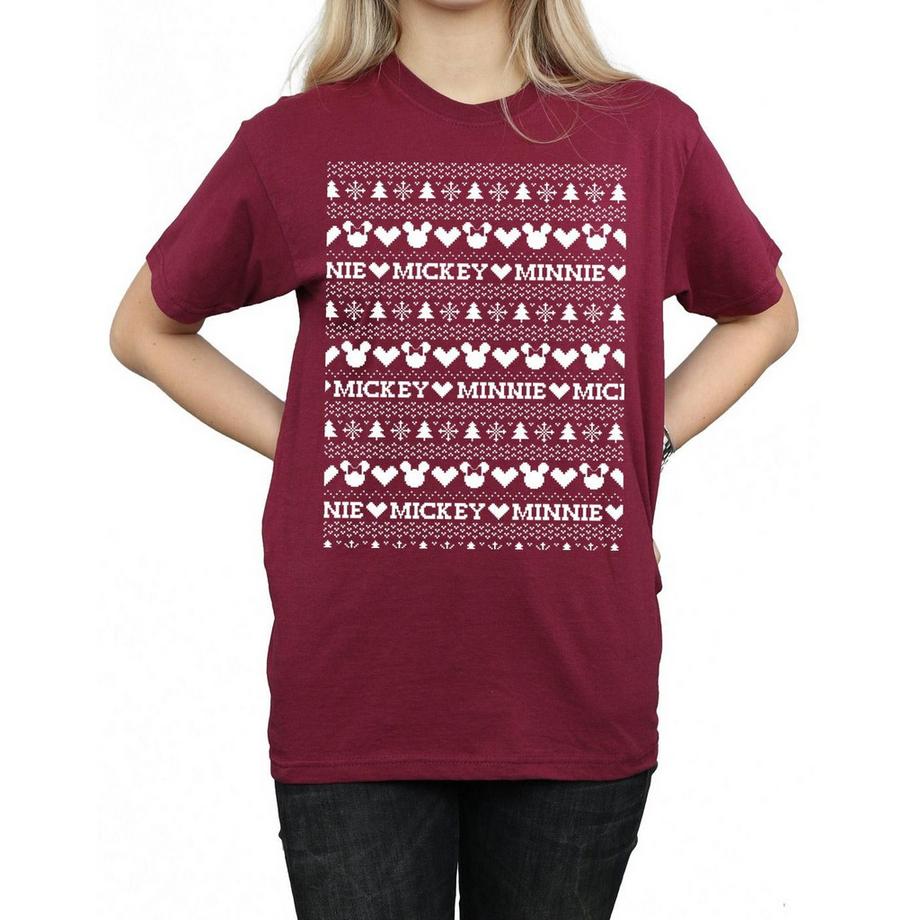Disney Mickey Minnie T-Shirt Motivo Natalizio  