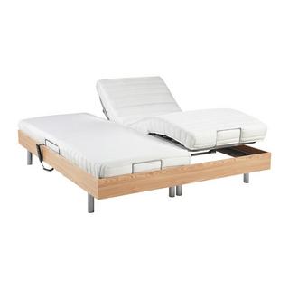 DREAMEA Lit électrique relaxation tout plots matelas latex CASSIOPEE III de DREAMEA moteurs OKIN 2 chêne  