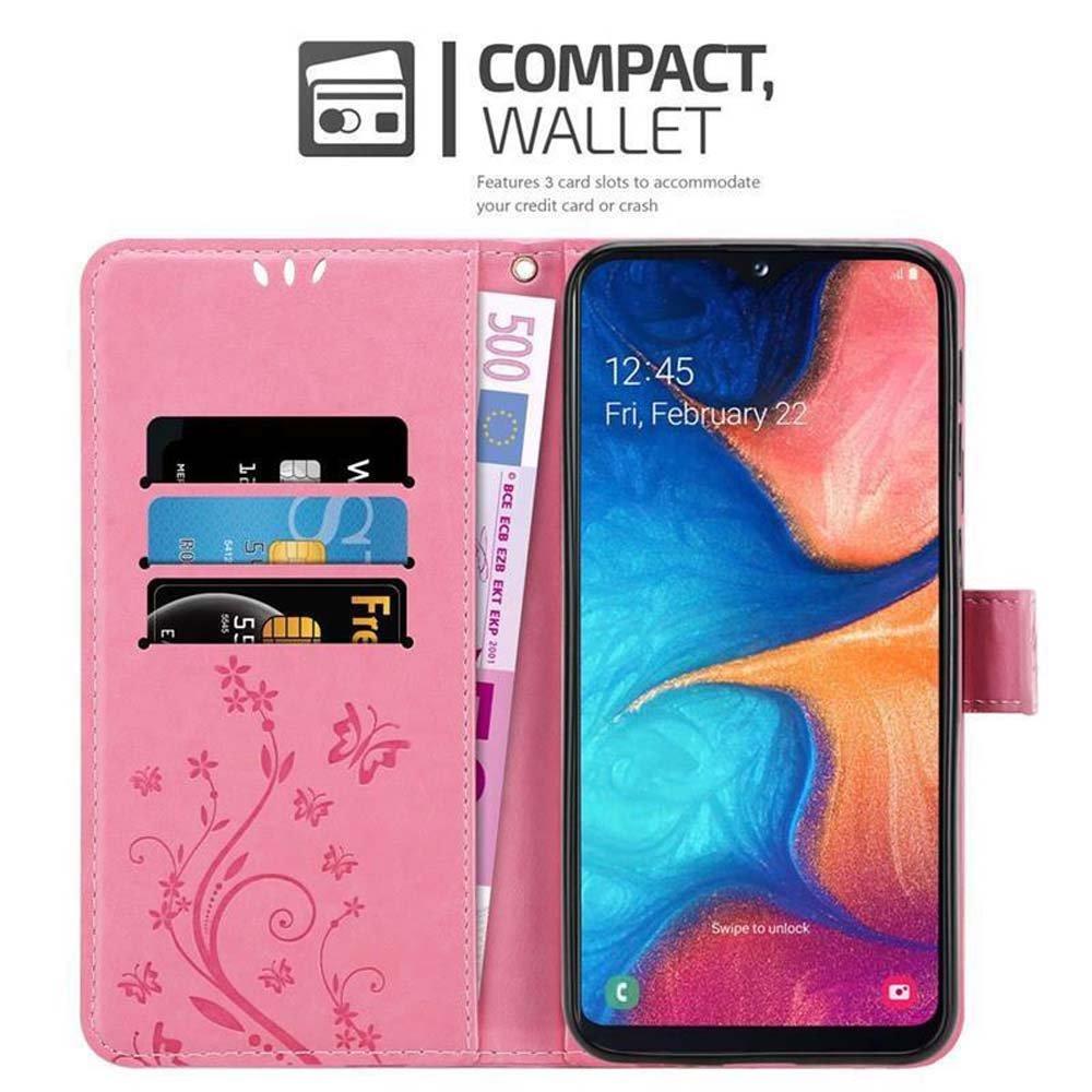 Cadorabo  Housse compatible avec Samsung Galaxy A10e / A20e - Coque de protection au design floral avec fermeture magnétique, fonction de support et emplacements pour cartes 