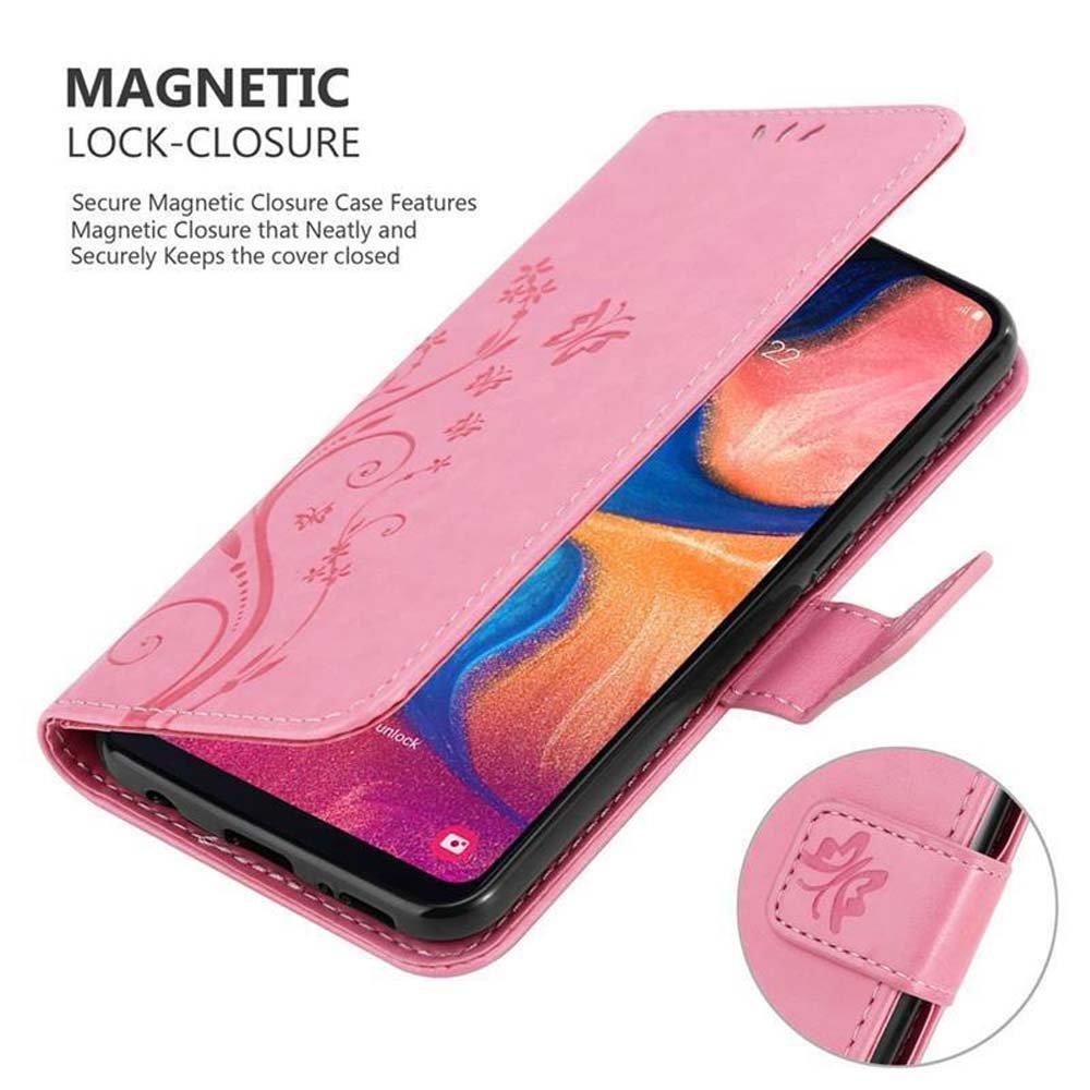 Cadorabo  Housse compatible avec Samsung Galaxy A10e / A20e - Coque de protection au design floral avec fermeture magnétique, fonction de support et emplacements pour cartes 