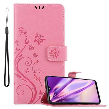 Housse compatible avec Samsung Galaxy A10e / A20e - Coque de protection au design floral avec fermeture magnétique, fonction de support et emplacements pour cartes