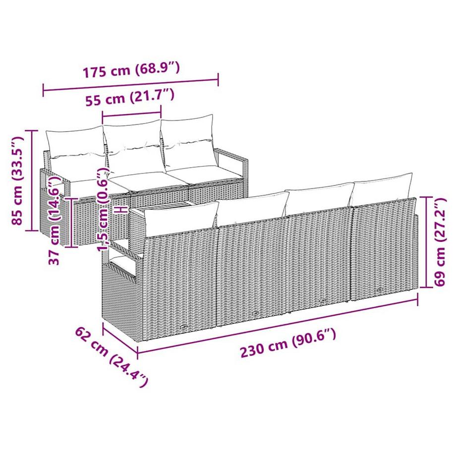 VidaXL Garten-sofaset poly-rattan  