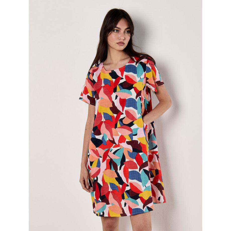 APRICOT Mini-robe cocon à feuilles colorées  