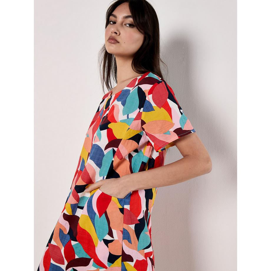 APRICOT Mini-robe cocon à feuilles colorées  