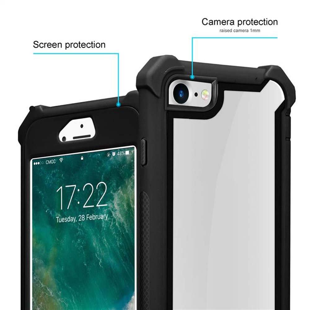 Cadorabo  Housse compatible avec Apple iPhone 7 / 7S / 8 / SE 2020 - Coque de protection 2 en 1 avec bord en silicone TPU et dos en verre acrylique 