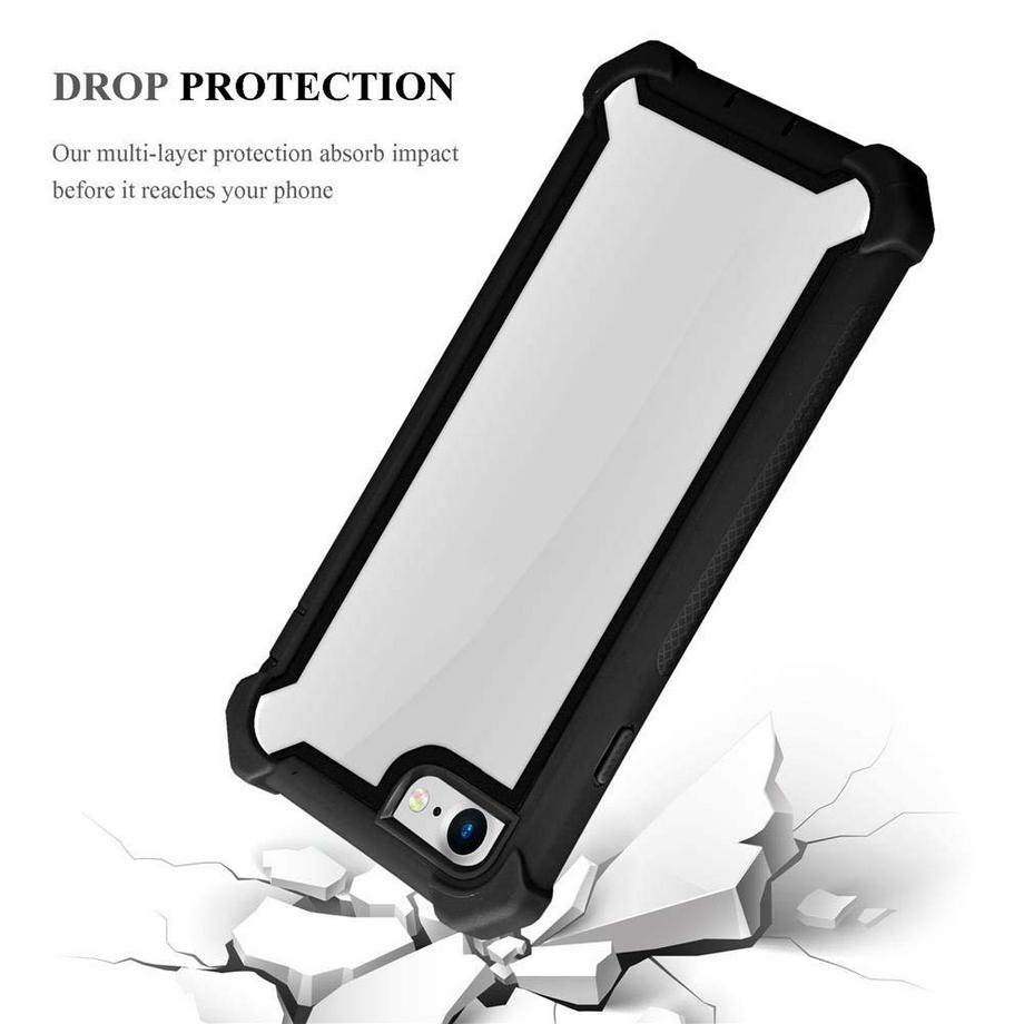 Cadorabo  Hülle für Apple iPhone 7  7S  8  SE 2020 2-in-1 TPU Silikon-Rand Glas-Rücken 