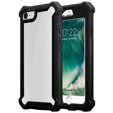 Housse compatible avec Apple iPhone 7 / 7S / 8 / SE 2020 - Coque de protection 2 en 1 avec bord en silicone TPU et dos en verre acrylique