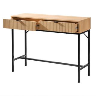 Calicosy Console 2 Tiroirs Façade Effet Bois Rainuré L100 x H80 cm - TARA  