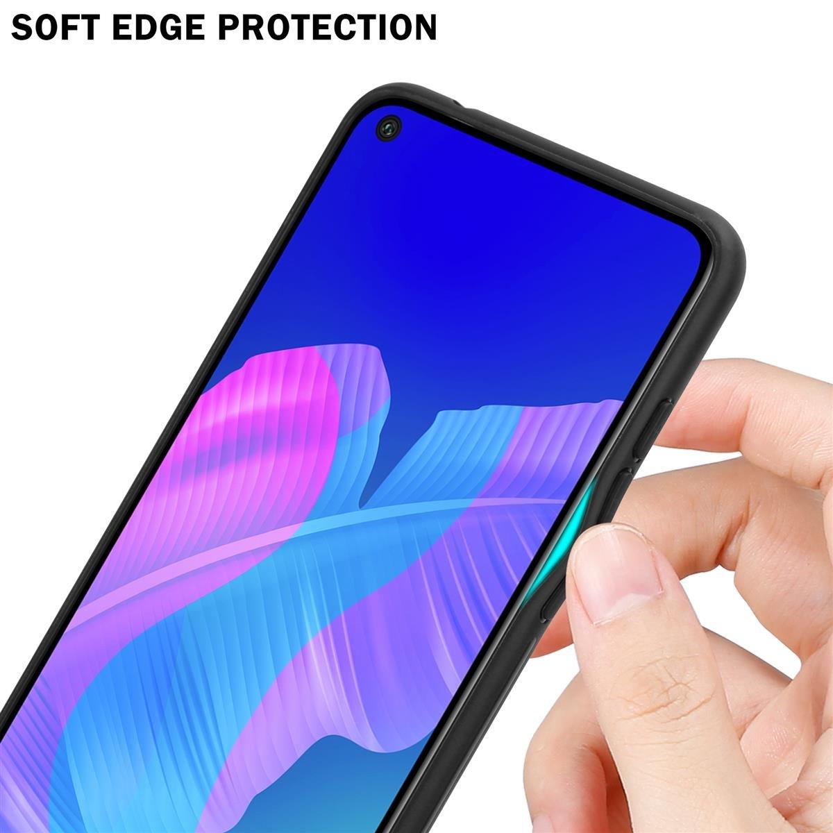 Cadorabo  Housse compatible avec Huawei P40 LITE E - Coque de protection bicolore en silicone TPU et dos en verre trempé 
