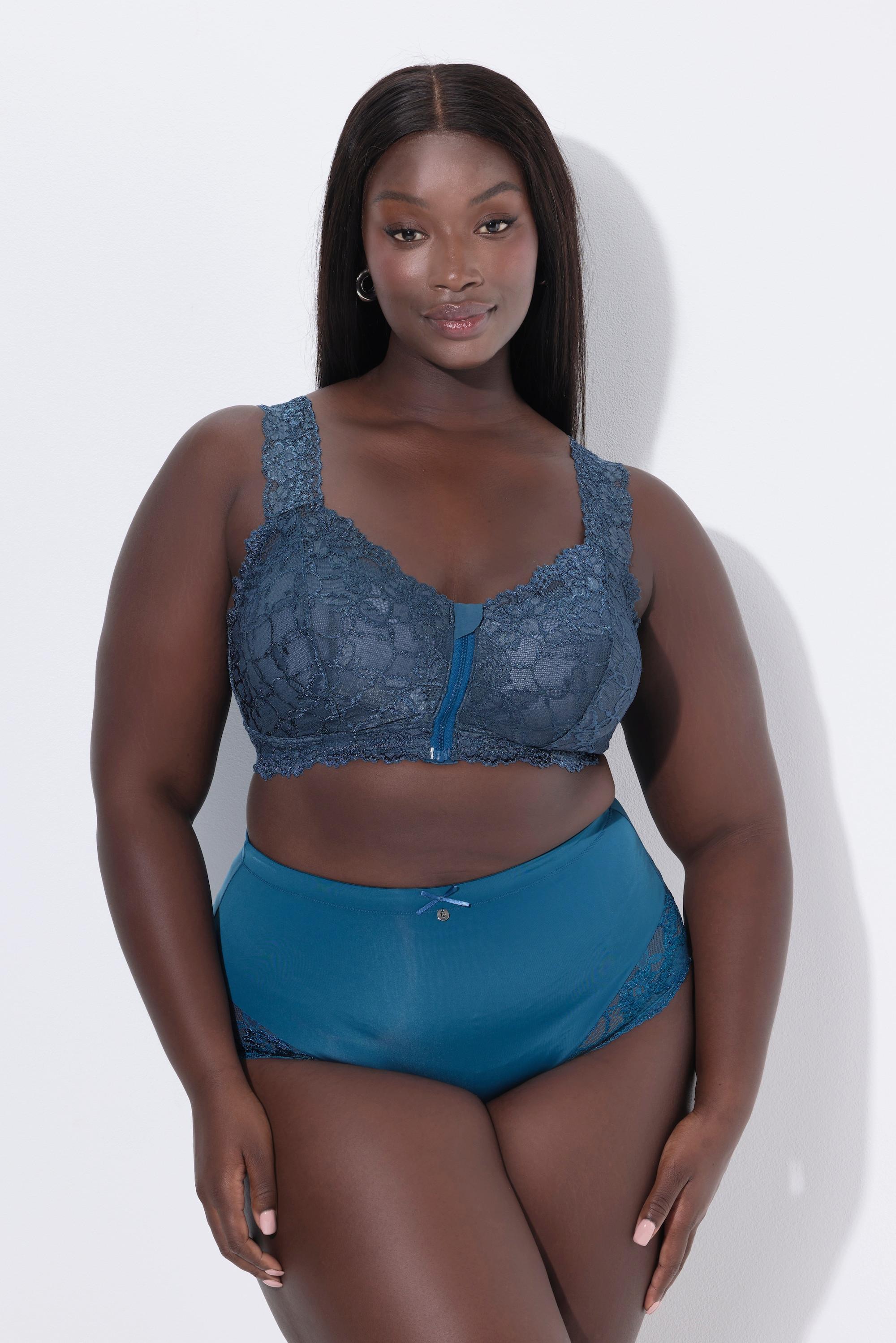 Ulla Popken Bralette Dentelle Fermeture Eclair sans Armatures  