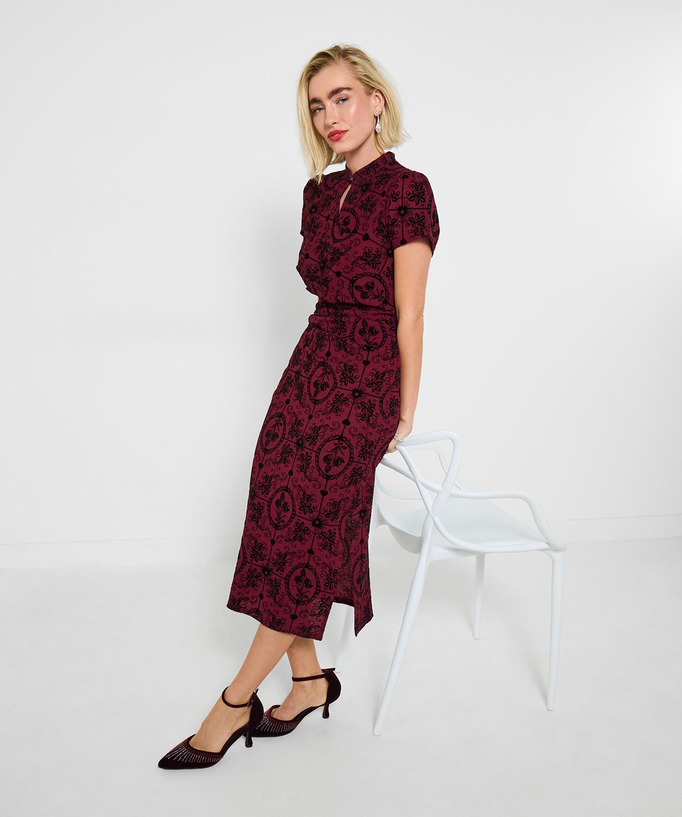 Joe Browns Stretch Midikleid mit Flockmuster  