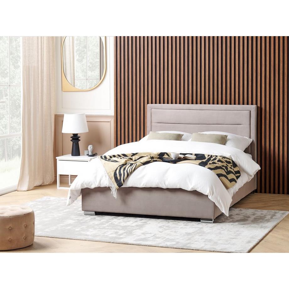 Beliani Bett mit Bettkasten aus Samtstoff Modern ROUEN  