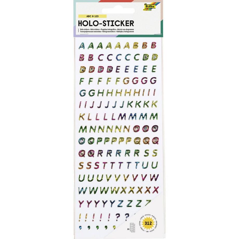 Holo-Sticker ABC & 123 2 Blatt/312 Stück