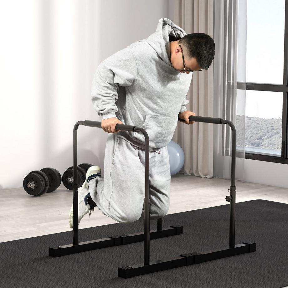 Northio  Dip Barren Bars 2er Set Rutschfest Dip Station 80-100 cm Höhenverstellbar Fitness Parallettes für Muskeltraining und Krafttraining Stahl Schwarz 
