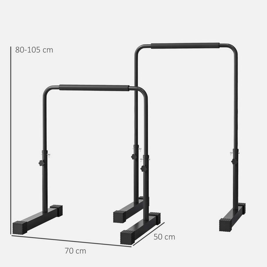 Northio  Dip Barren Bars 2er Set Rutschfest Dip Station 80-100 cm Höhenverstellbar Fitness Parallettes für Muskeltraining und Krafttraining Stahl Schwarz 