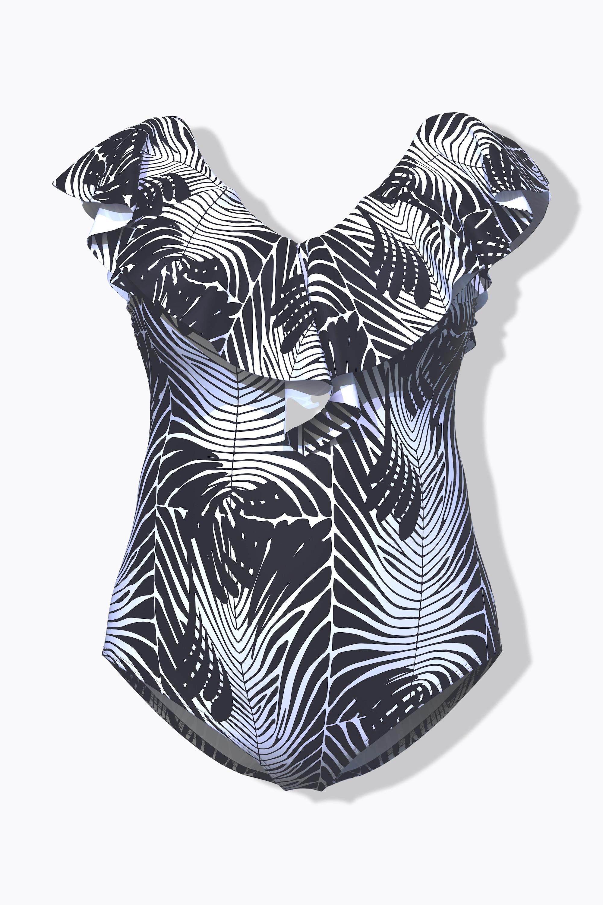 Ulla Popken Costume da bagno Fantasia Serpente Coppe Morbide Volant Riciclato  