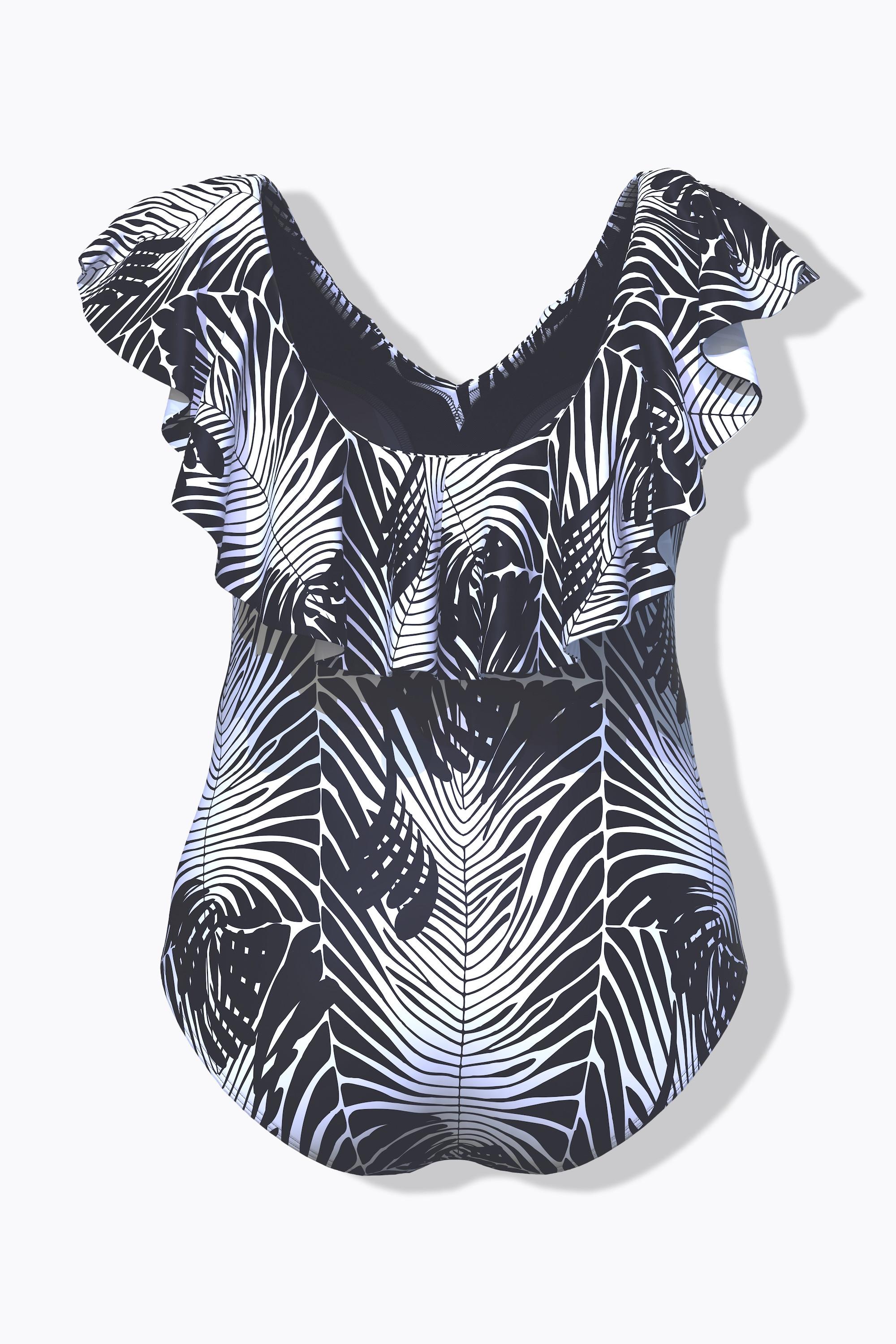 Ulla Popken Costume da bagno Fantasia Serpente Coppe Morbide Volant Riciclato  