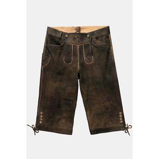 JP1880  Lederhosen a 3/4 in tradizionale stile Tracht in pelle scamosciata di capra con ricami tradizionali 