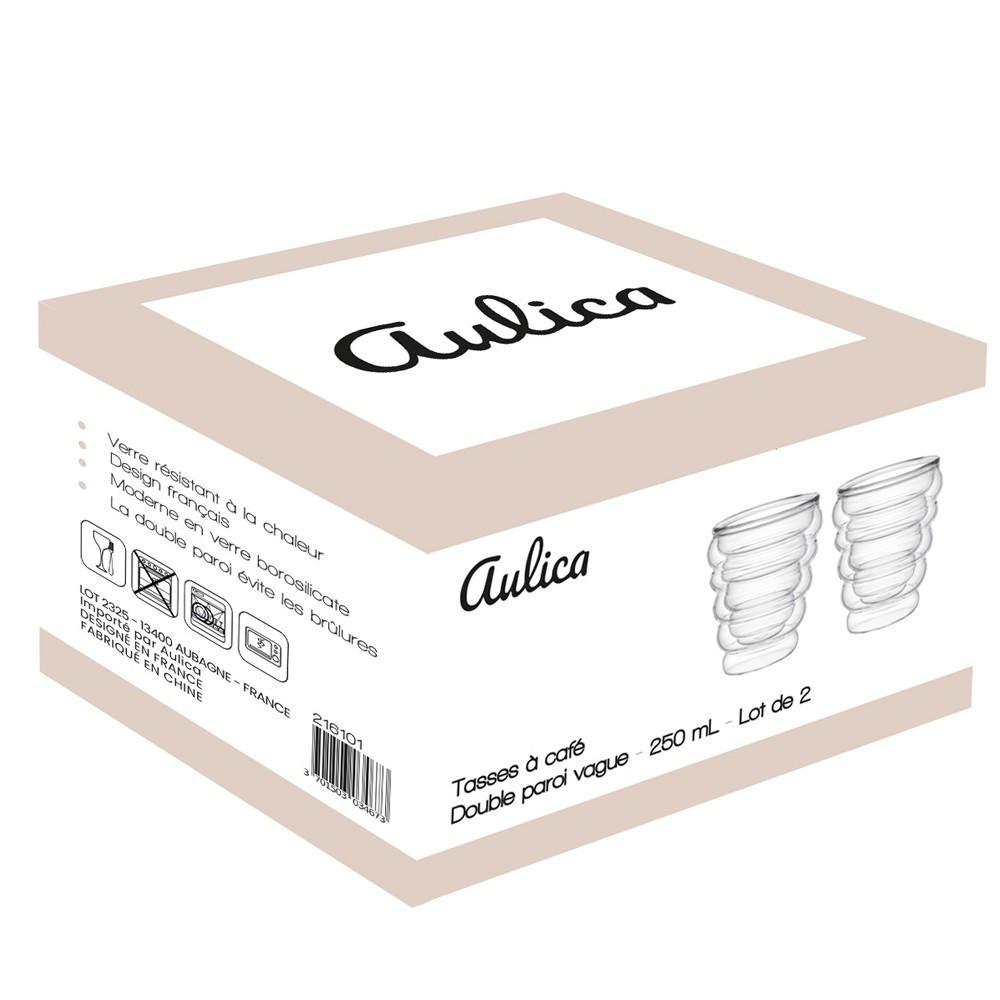 Aulica TASSES A CAFE DOUBLE PAROI VAGUE 250ML - LOT DE 2  