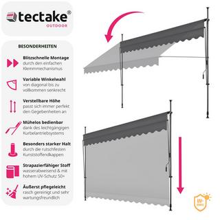 Tectake Tenda a morsetto con manovella, altezza regolabile  