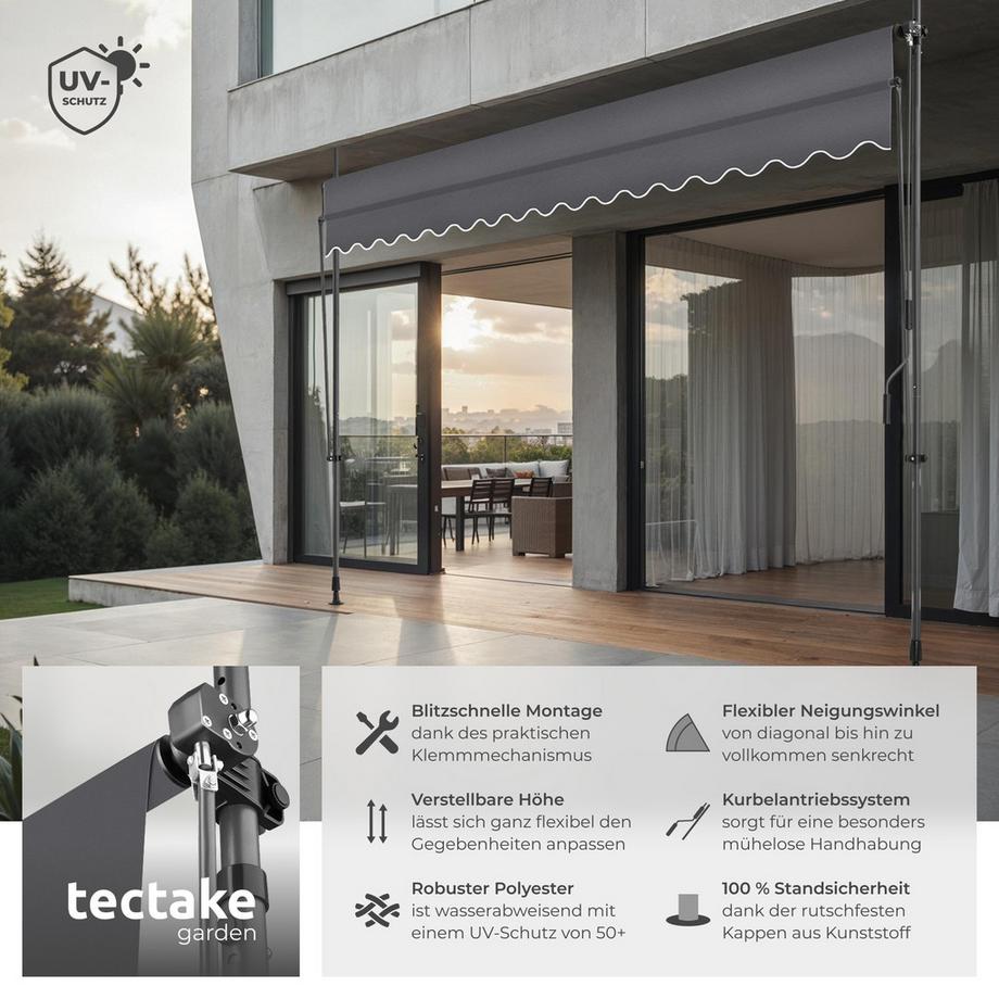 Tectake Store à pince sans perçage  avec manivelle  