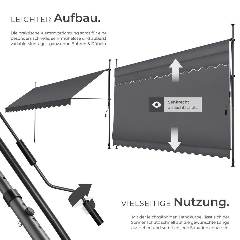 Tectake Store à pince sans perçage  avec manivelle  
