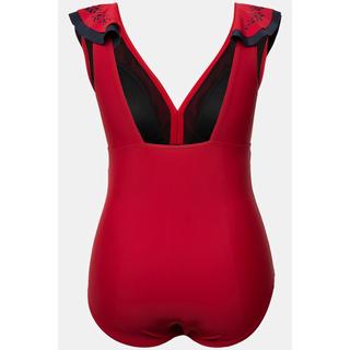 Ulla Popken Costume da bagno Volant Taglio laser Scollo a V Coppe morbide  