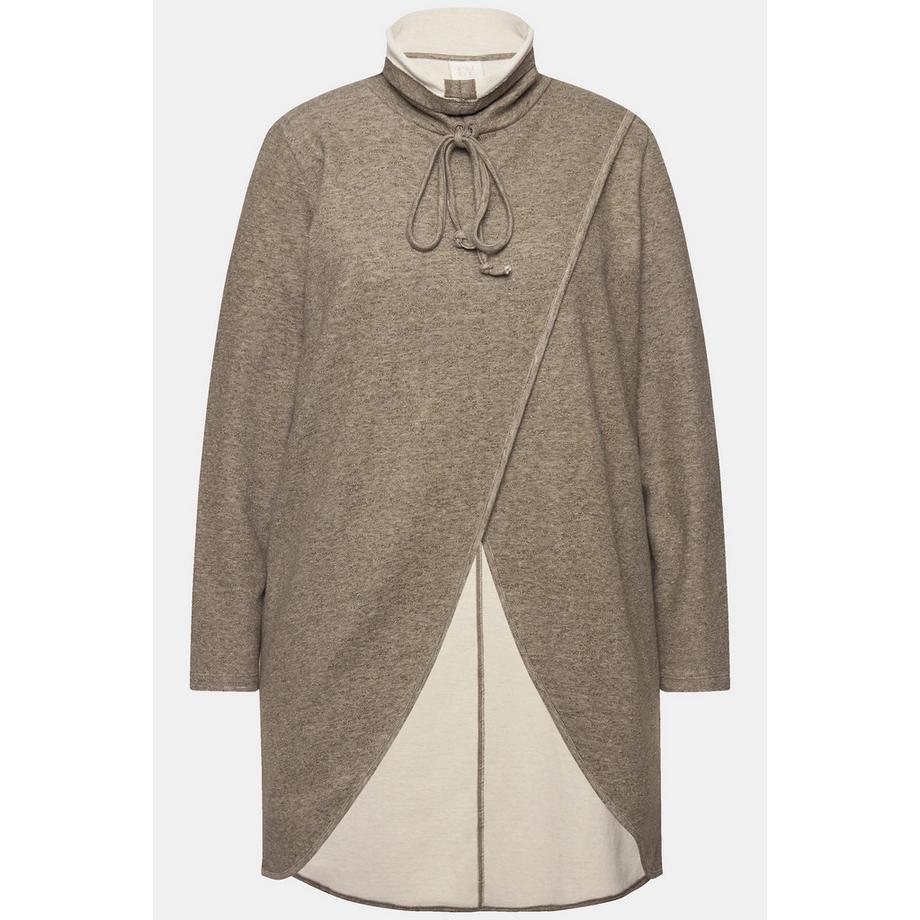 Ulla Popken Long-Sweatshirt Stehkragen Langarm Biobaumwolle  