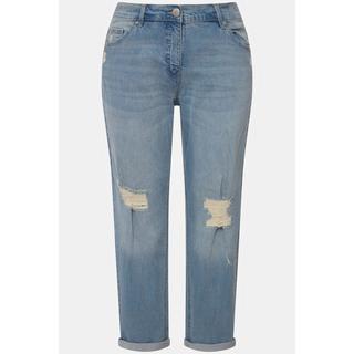 Ulla Popken  Jean boyfriend, effets destroy, ceinture confortable 