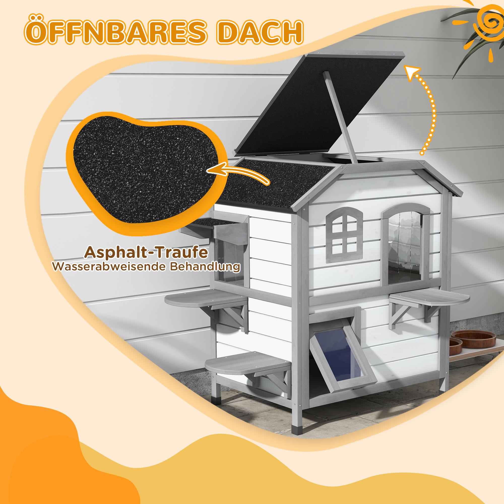 PawHut  Katzenhaus mit Asphaltdach 