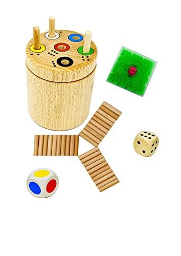 Activity-board  1 toupie en bois| amusant pour toute la famille et pour les enfants qui apprennent les chiffres et les couleurs | jeu éducatif | jeu de dés | jeux de voyage en déplacement 