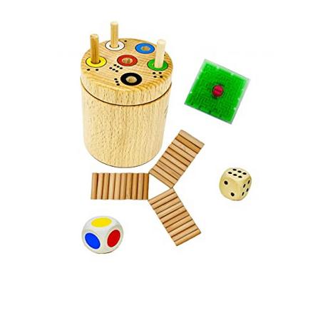 Activity-board  1 toupie en bois| amusant pour toute la famille et pour les enfants qui apprennent les chiffres et les couleurs | jeu éducatif | jeu de dés | jeux de voyage en déplacement 