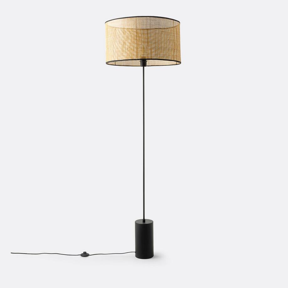 Lampadaire métal fer et cannage