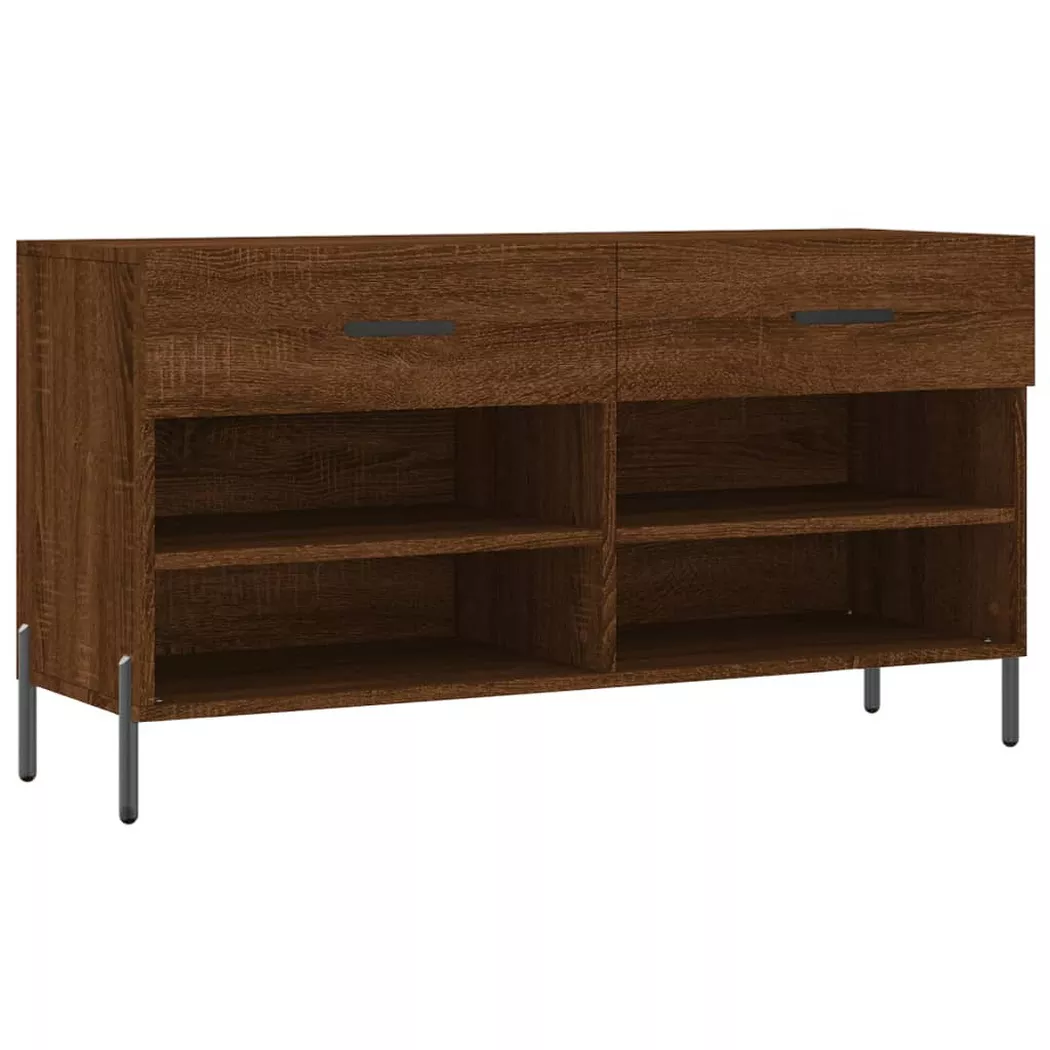 Banc à chaussures chêne marron 102x35x55 cm bois d ingénierie