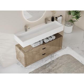 SHOWER DESIGN Piano lavabo da parete in Solid Surface L120 x l40 x H15 cm Bianco - YAMDROK  