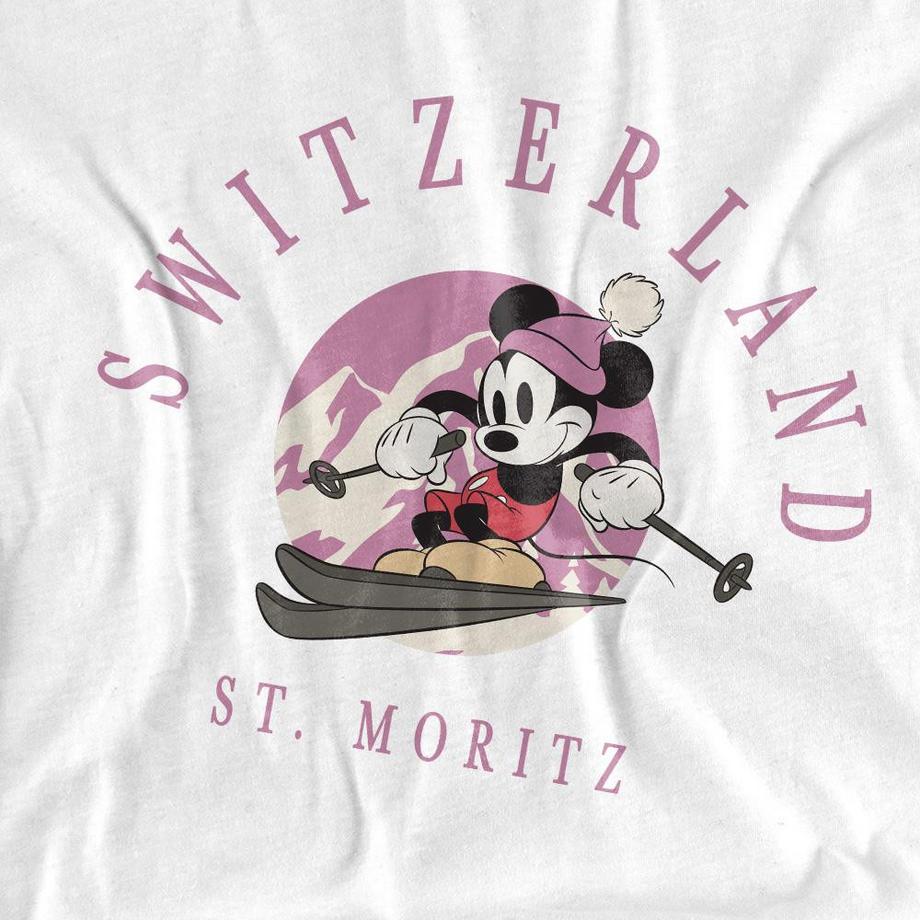 Disney St Moritz Mickey Mouse Skiing Langarm-T-Shirt  
