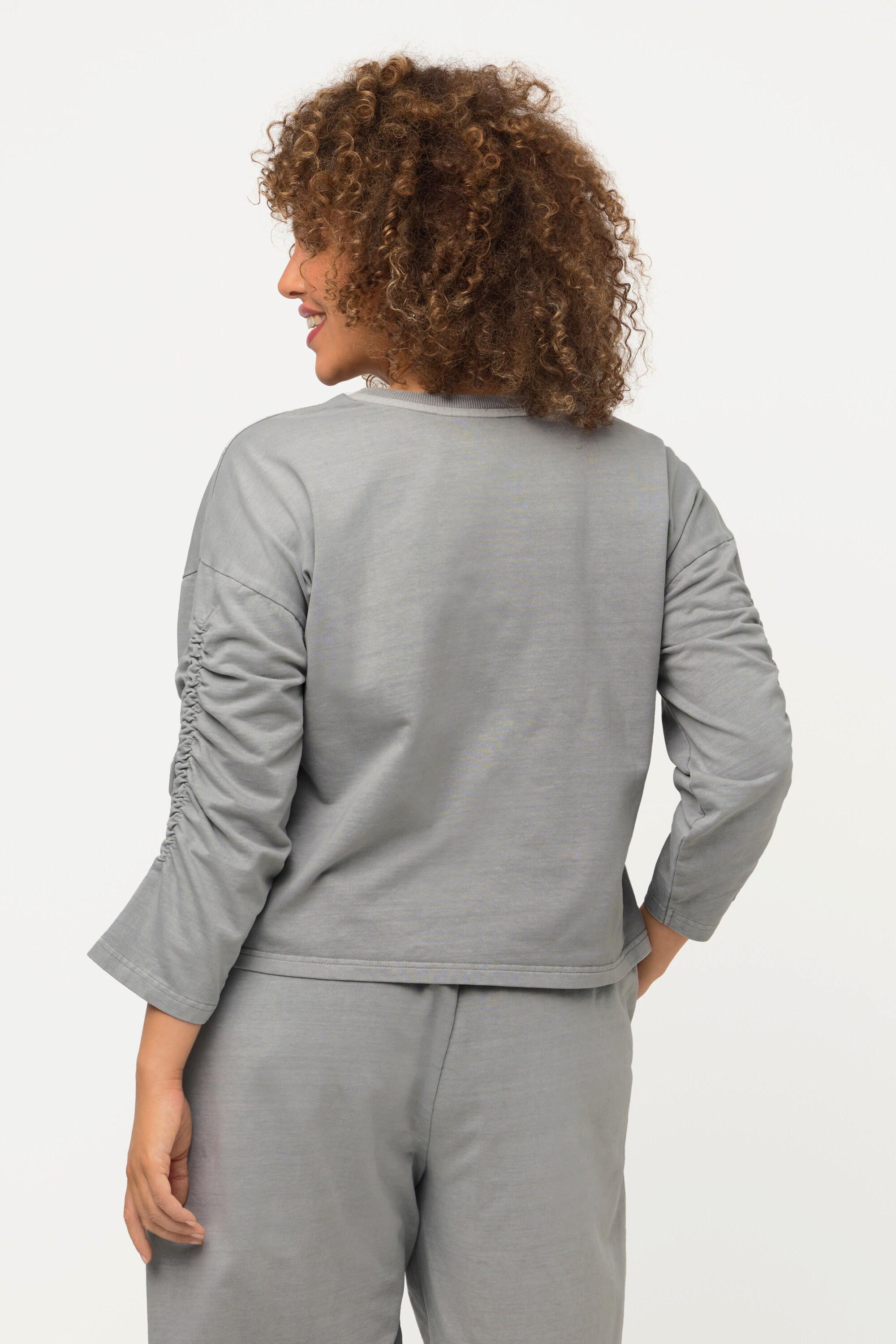 Ulla Popken Sweatshirt Court Oversized Col Rond Manches 3/4  