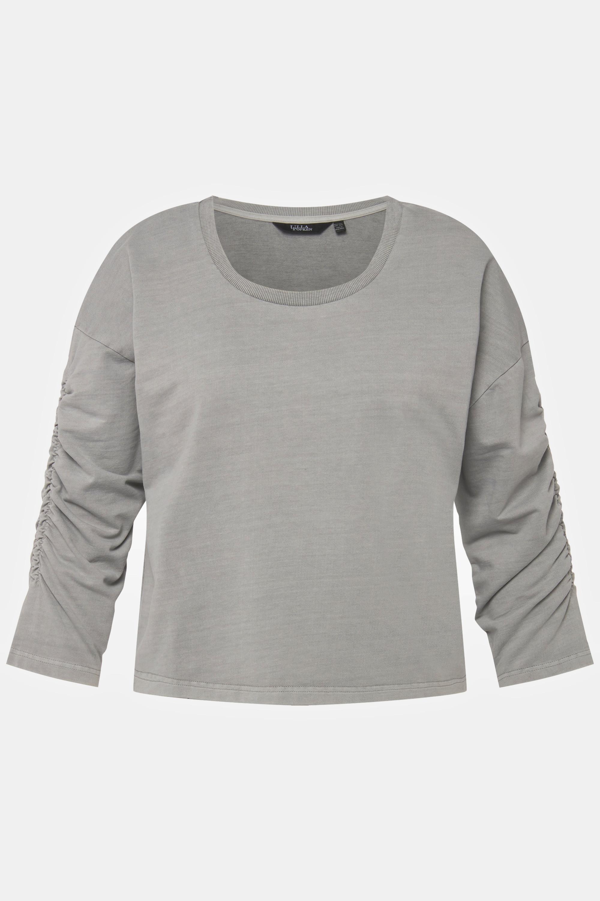 Ulla Popken Sweatshirt Court Oversized Col Rond Manches 3/4  