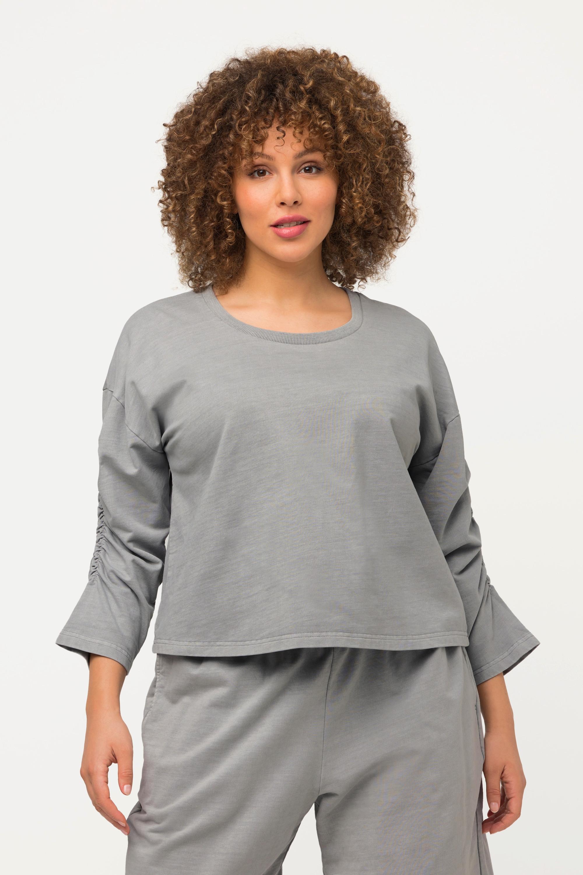 Ulla Popken Sweatshirt Court Oversized Col Rond Manches 3/4  