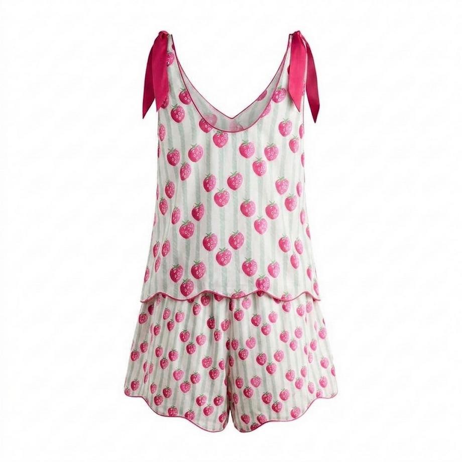Cath Kidston Schlafanzug Erdbeer-Print Gestreift  