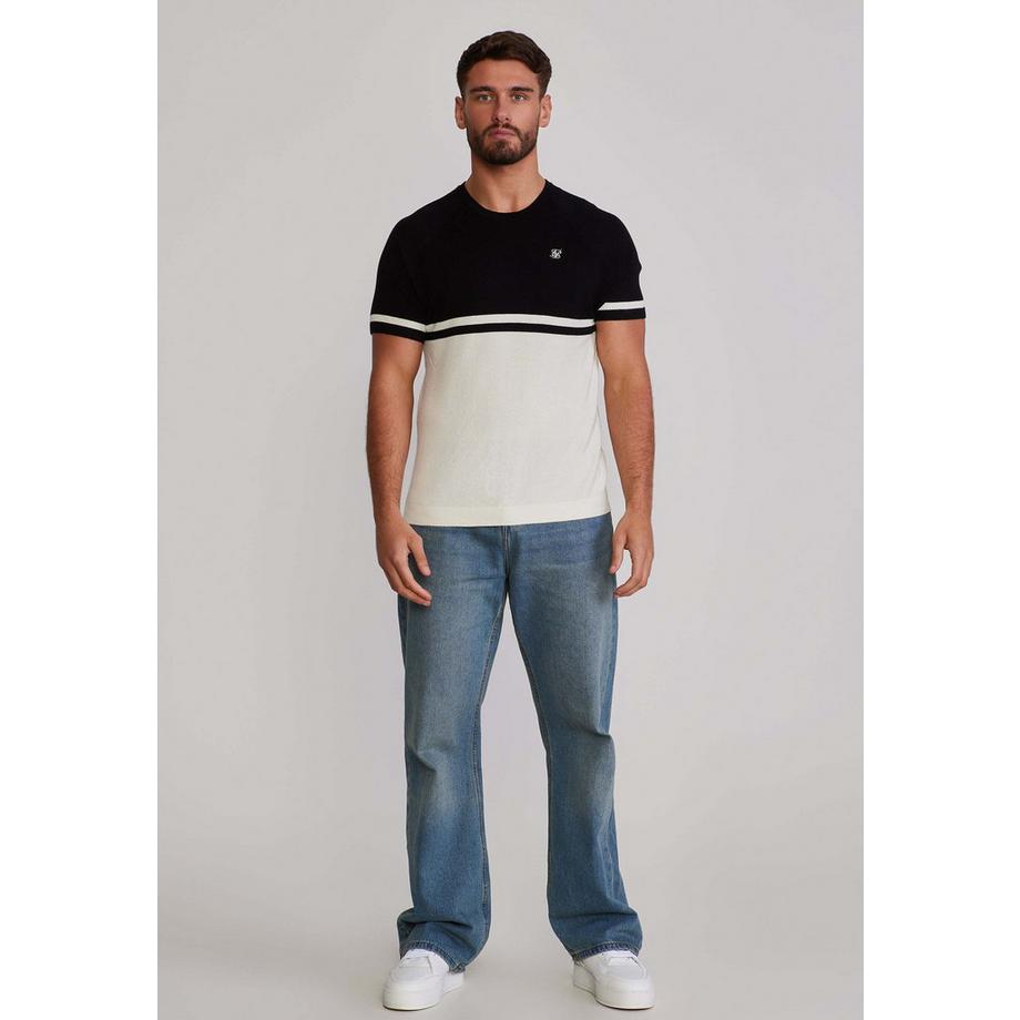 Sik Silk Strick-T-Shirt mit Colorblock Streifen  