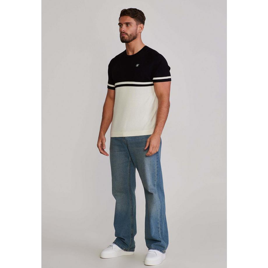 Sik Silk Strick-T-Shirt mit Colorblock Streifen  