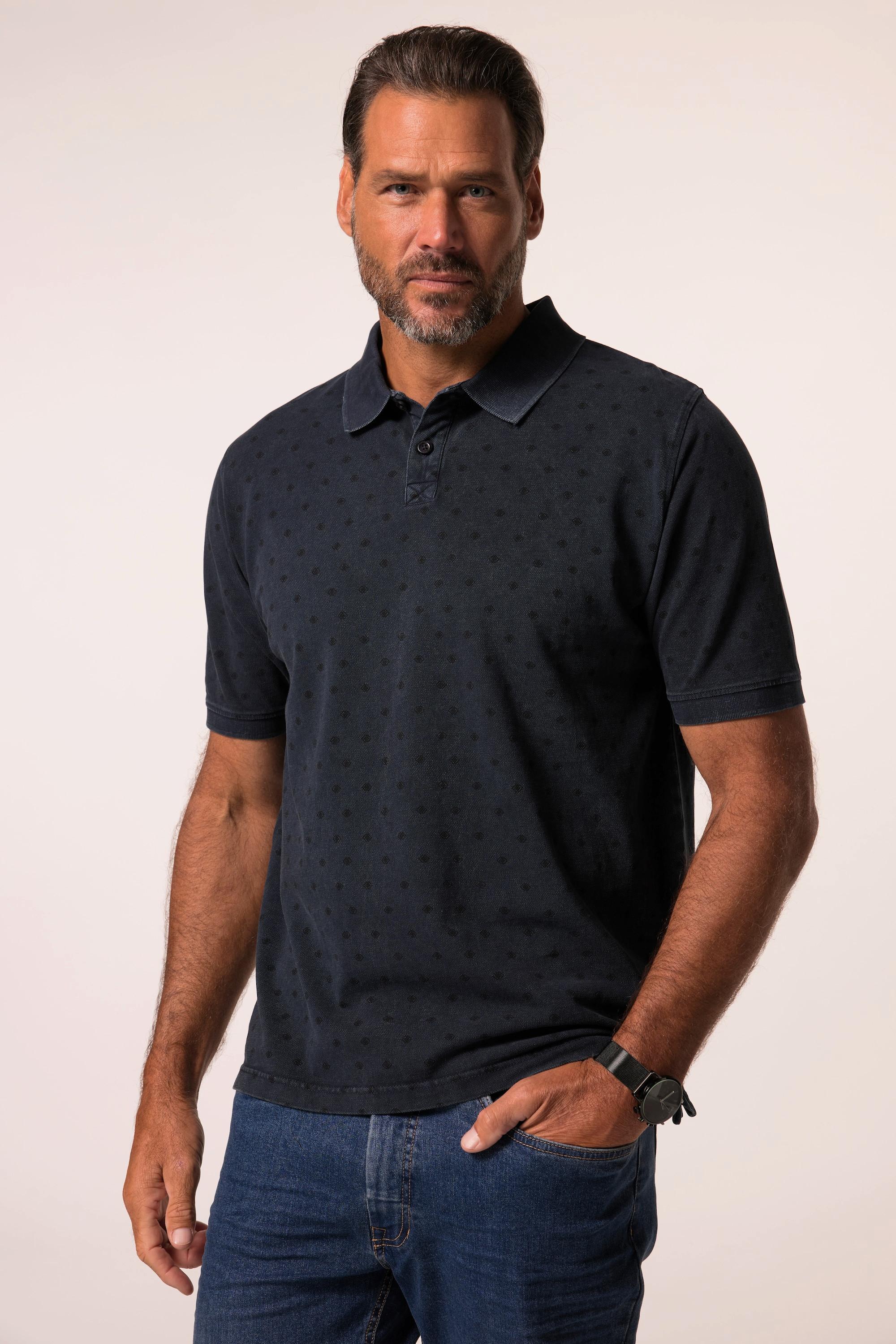JP1880 Piqué Halbarm Poloshirt Alloverdruck Vintage Look  