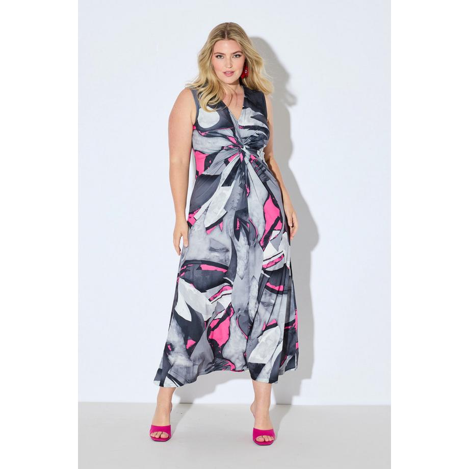 Ulla Popken Jersey Maxikleid Muster Drapierung  