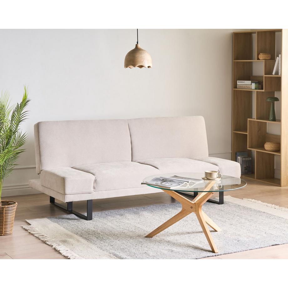 Beliani Canapé-lit en Tissu chenille Minimaliste YORK  