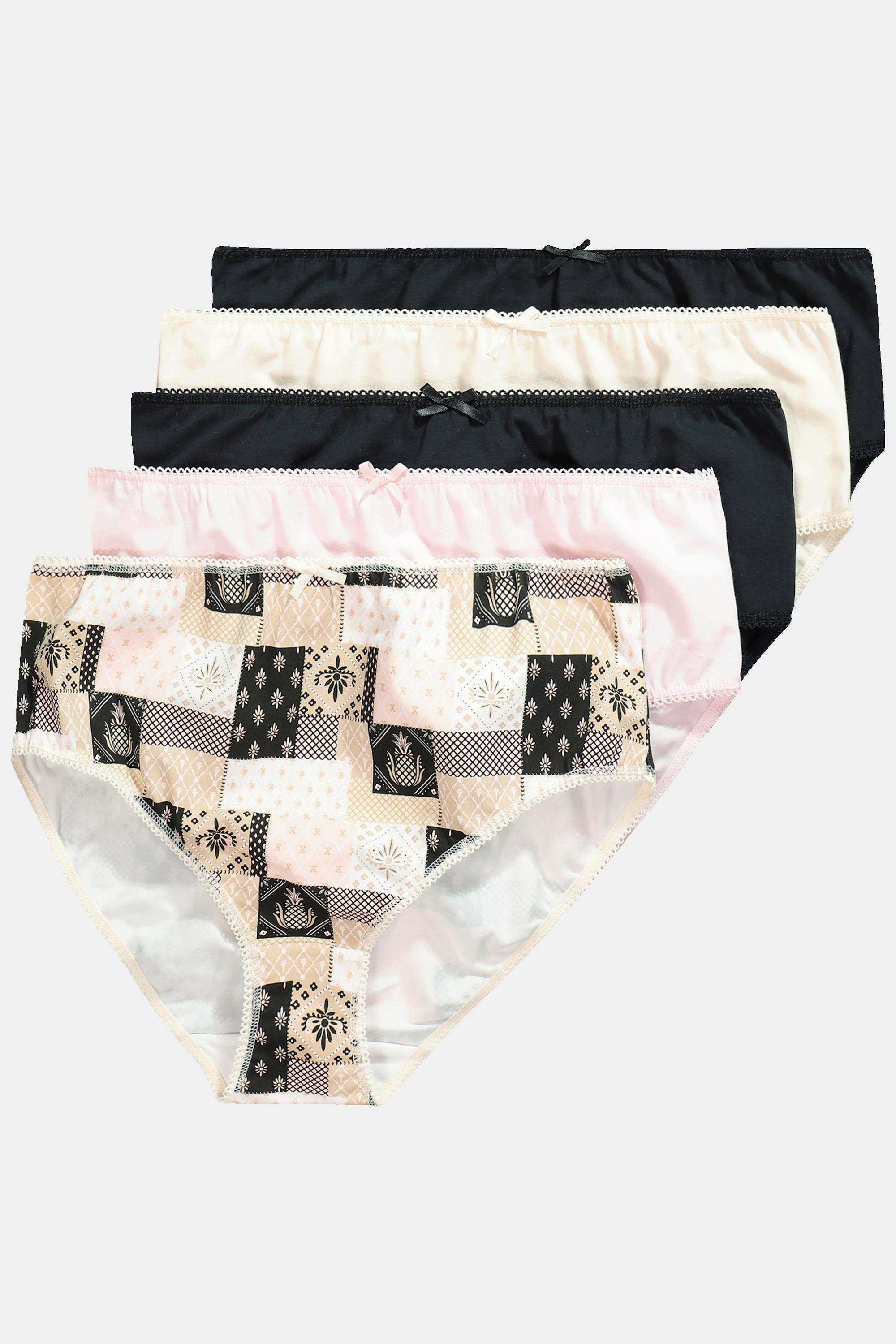 Ulla Popken Culottes Midi Lot de 5 Mélange de Motifs Uni  