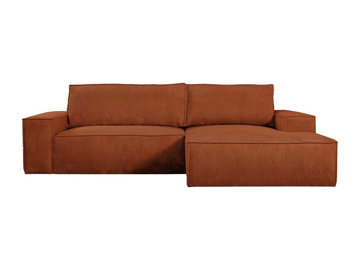 Vente-unique Ecksofa mit Schlaffunktion - Ecke rechts - Cord - Terracotta - AMELIA  