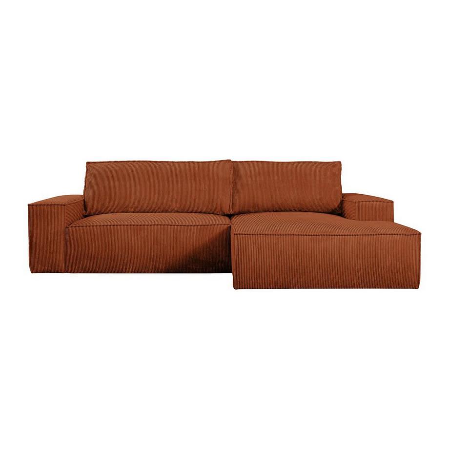 Vente-unique Divano letto angolo a destra in Velluto a coste Terracotta - AMELIA  