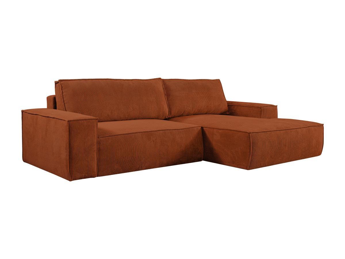Vente-unique Ecksofa mit Schlaffunktion - Ecke rechts - Cord - Terracotta - AMELIA  